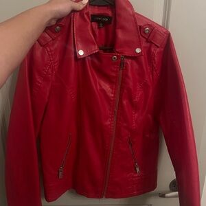 New Look Vibrant Red Faux Leather Biker Jacket